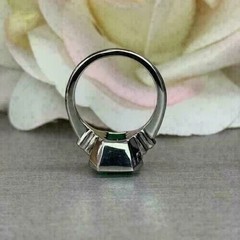 Art Deco Style Asscher Lab Created Diamond 14K White Gold FN Birthday Gift Ring