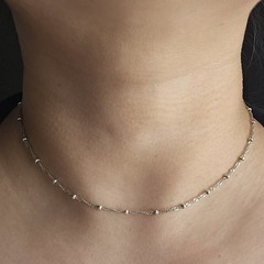 Vintage Italy 925 Sterling Silver Fancy Bead Chain Necklace 15.5″L – 3.32g