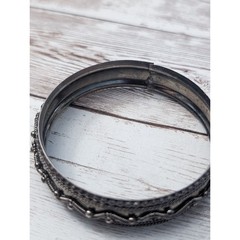 Vintage Bracelet / Bangle – Dark Silver Tone Ornate 7.25″