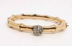 Victorian 15ct 15k Gold Rose Cut Diamond Bangle Bracelet 19.34g Antique Jewelry