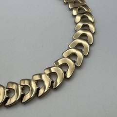 Signed Monet Crescent Link Collar Necklace Gold Tone 1980s Vintage 16