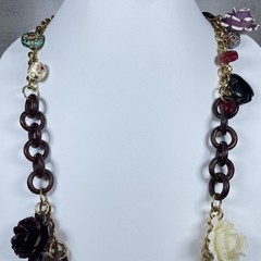 VTG Signed Erickson Beamon Runway Statement Necklace Flower Swirl Glass Pendant