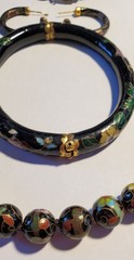 Vintage Asian Cloisonne Collection, 21 in. Necklace, Hinged Bracelet & Earrings