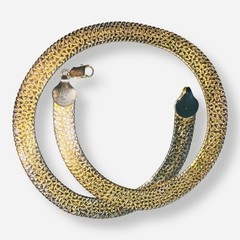 Vintage Gold Tone Herringbone Necklace Cobblestone Reversible Wide 11mm 17.75”