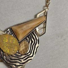 Vintage Avant-Garde Statement Necklace Complex Arrangement Mixed Media Elements