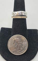 2 Sterling CZ Rings Sz 5: Joseph Esposito Eternity Band 1 CZ missing, Wavy Band