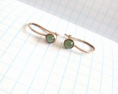 Vintage Earrings Nephrite Stone Gilt silver 875 test star children’s Jewelry