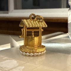 Vintage Gold Tone Wishing Well Pendant Charm