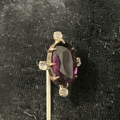 Antique Deep Purple Glass Stick / Tie Pin Victorian Edwardian