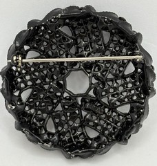 Weiss Vintage Jet-Black Rhinestone Brooch Pin SEE DESCRIPTION