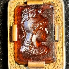 INTAGLIO double sided vintage GF pendant on FCC gold filled cable chain 1/20 12k