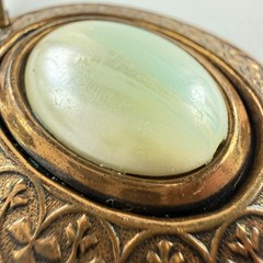Vtg Genuine Copper Pendant Victorian Gothic Revival Moonglow Lucite Cabochon