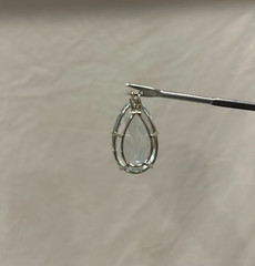 VTG 1970S 80S HUGE FAUX AQUA MARINE PENDANT STONE SILVER SETTING NECKLACE GEMS