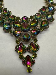 Shophia Collection Teardrop Watermelon Heliotrope Crystal Necklace & Earring Set
