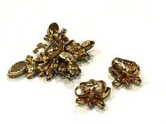 JULIANA DELIZZA & ELSTER BUTTERFLY Brooch Pin Clip on Earrings Set 2520 UV REACT