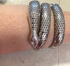 WHITING & DAVIS Silver Tone Mesh Snake Wrap BRACELET Very Good Condition