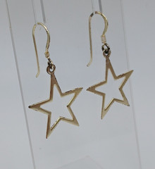 VTG 925 Star Dangle Earrings 1.5in Drop Sterling Silver 1.59g Celestial Estate