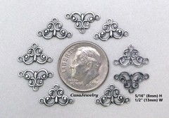 #1444 ANTIQUED STERLING SILVER PLATED 3-RING OPEN FILIGREE CONNECTOR – 12 Pc Lot