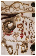 Estate Jewelry Red And Goldtone Mixed Necklace Bracelets Brooches Lot High End