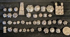 40 Beautiful Bali Jewelry Bead Lot With Two Pendants! 800-925 Silver! 3+ Oz!