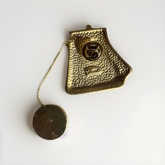 Vintage Tona Coin Purse And Real Dime Brooch Pin Brass