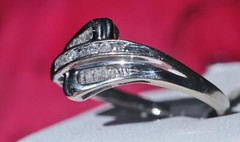 10k white gold swirl ring 0.45ct natural diamond size 6 handmade 2.2gr N2706F