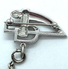 1930s PENNINO Sterling & Rhinestone Art Deco Lapel Brooch & Fob Watch