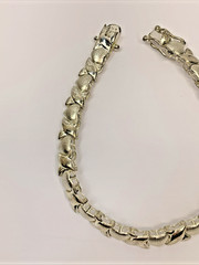 Vintage FAS 925 Sterling Silver Hearts and Kisses Bracelet 7″ 13.5g