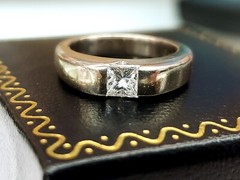 Vintage 18k White Gold Princess Cut Diamond Engagement Ring