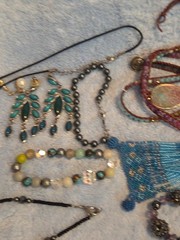 lot of 17 pcs of Beaded jewelry variety of items, sizes, Watch, colors.