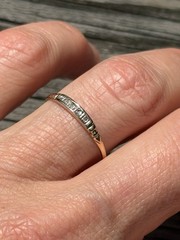 Antique Vintage Art Deco 14k Gold Rose Cut Diamond 5 Stone Diamond Band