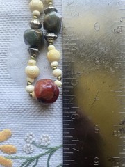 Vintage Stone And Carved Bovine Bone Beaded Necklace 32″