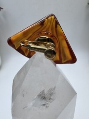 Napier Lucite Fan Shaped Tension Whit Gold Tone Screw Back Earrings Vintage