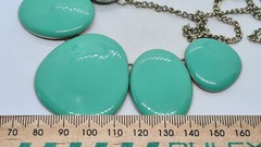 Vintage Diva Caribbean Green Enamel Filled Bib Choker Necklace signed 39+8cm