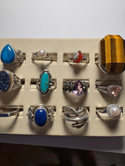 Lot of Vintage Sterling Silver Rings in Various Sizes, styles and stones