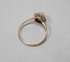 Vintage 10K Yellow Gold Pearl Diamond Halo Ring Statement Size 8.75 417 Solid