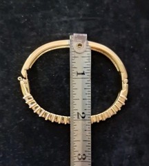 Swarovski Gold Tone Vintage Crystal Hinged Bangle Bracelet Side Closure