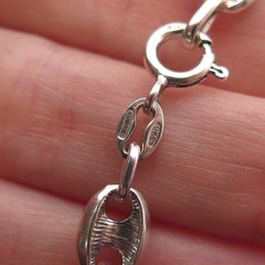 925 Sterling Silver Vintage Italy Anchor Mariner Link Bracelet 7.25″