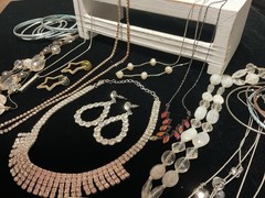 Vintage To Modern Mixed Estate Costume Jewelry Lot Silver Tone Rhinestones More
