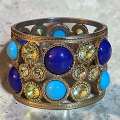 VINTAGE KENNETH JAY LANE KJL KENNETH LANE CABOCHON LATTICE CUFF BRACELET 60s-70s