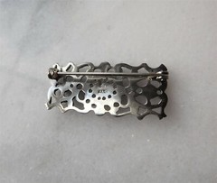Detailed Antique Stamped 800 Silver Art Nouveau Art Deco Brooch Signed By Maker