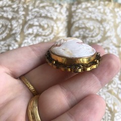 Beautiful Shell Cameo Brooch / Pendant , Vintage or Antique, Filagree Bezel