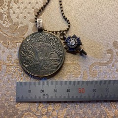 Rare Freemason Concho Charm Necklace with Dollar Coin and Cross Not specified U
