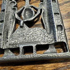 Vintage Pewter Enamel Necklace Egyptian Huge Artisan Handcrafted 83g