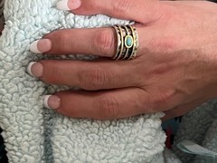 Anthropologie Boho Spinner Ring with Turquoise Stone – Wide Band Size 7.5