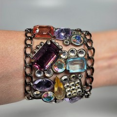 1980’s Les Neredides Multicolor Cuff Bracelet & Earring Set from Nice, France
