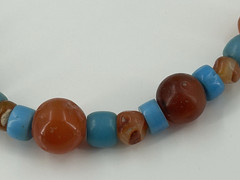Southwestern Necklace Natural Orange Stones Blue Turquoise Color Beads 18 Inch