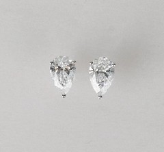 2Ct Pear Cut Lab Created Diamond Womens Prong Stud Earring 14K White Gold Plated
