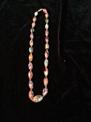 Amazing Vintage MOSIAC Venetian Glass Graduated Beaded Necklace
