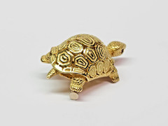 THE CUTEST Detailed 19k Gold 29x19mm Ruby Eyes Tortoise Turtle Pin Brooch